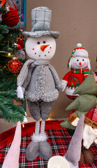 cute Christmas snowman at vertical composition