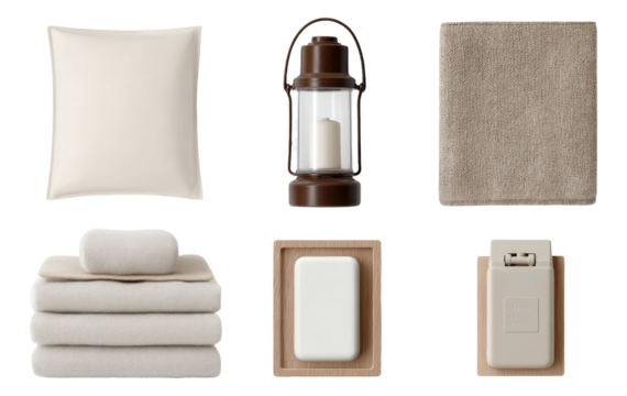 Emergency Safety Kit Essentials with Flashlight and First Aid Items on Transparent Background