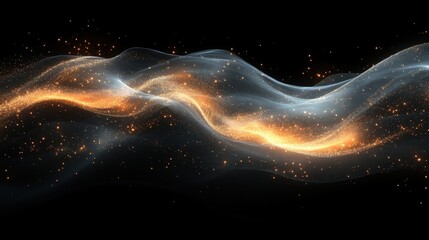 A vibrant and dynamic swirl of glowing blue and orange particles creates a mesmerizing visual effect against a stark black background. Perfect for conveying energy, innovation, or futuristic concepts.