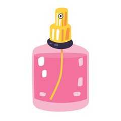 Pink perfume spray bottle flat illustration isolated vector