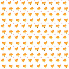 Seamless pattern with cute foxes, illustration background