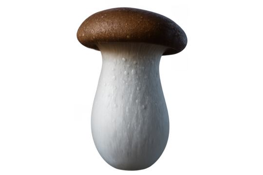 King oyster mushroom standing on transparent background