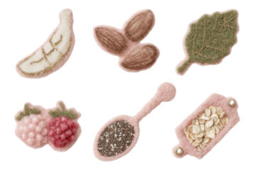 Frozen Banana Slice with Chia Seeds and Berry Mix on Transparent Background