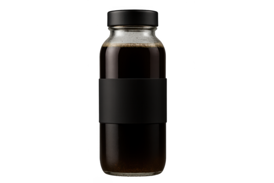 Cold brew black coffee glass bottle transparent background