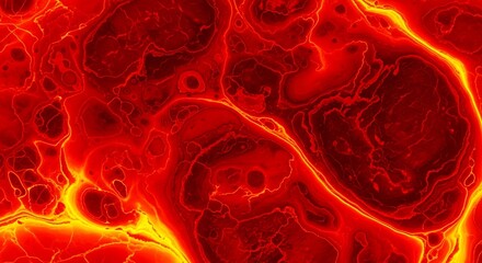 Intense magma flow with fiery hues and molten rock formations pattern