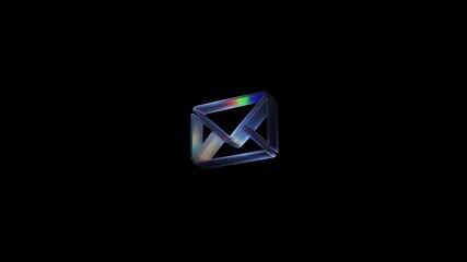 Holographic mail icon rotating on black background
