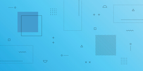 Dynamic Abstract Background with Memphis Retro Hipster Element and Light Blue Gradient Color	