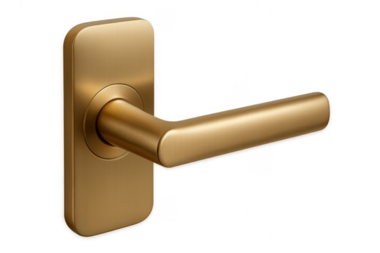 Satin brass door handle creating sleek interior hardware