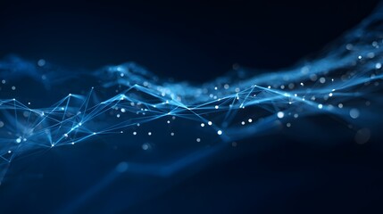 Abstract network background with shining blue lines and points, symbolizing connection, data flow, future technology and global communication.