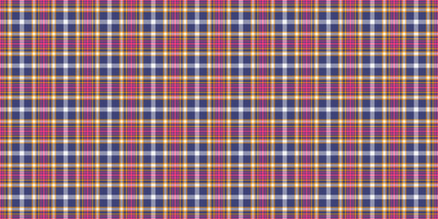 Colorful tartan pattern. A classic, versatile plaid textile design in navy, pink, yellow and white. Use for backgrounds, apparel, and design projects.