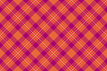 Vibrant, seamless tartan pattern with intersecting lines and squares in hues of orange, pink, and cream. Textile, fabric, fashion, and decorative design applications.