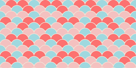Seamless pastel fish scale pattern.  Perfect for feminine branding, website backgrounds, textile design, or playful packaging.  This cheerful, repeating design evokes feelings of happiness and summer.
