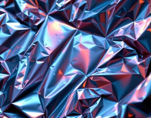 Abstract Metallic Crumpled Surface with Vibrant Colors