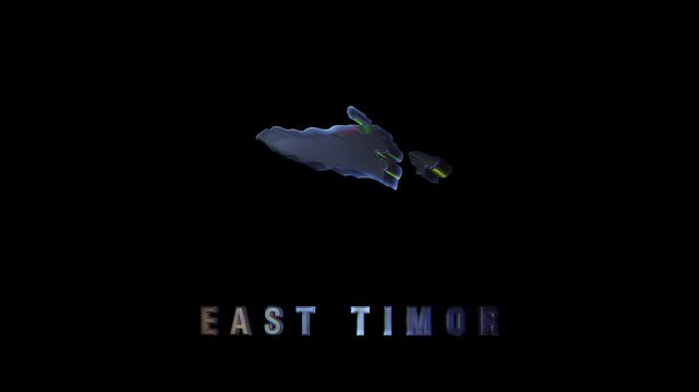 Rotating hologram of east timor on black background