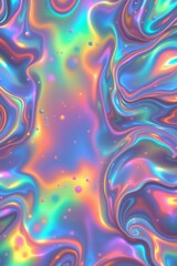Abstract Iridescent Swirl with Colorful Bubbles and Dots