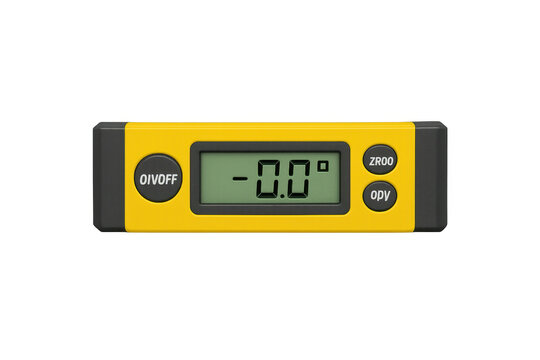 Digital level measuring angle on transparent background