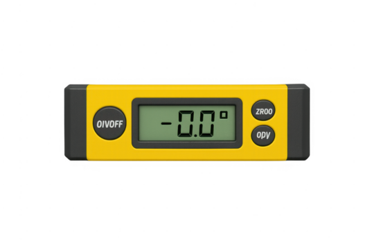 Digital level measuring angle on transparent background
