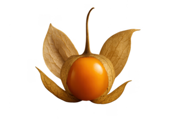 Physalis fruit with husk isolated on transparent background