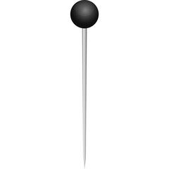 Simple Black Round Headed Push Pin With Silver Metal Shaft Isolated On A Transparent White Background