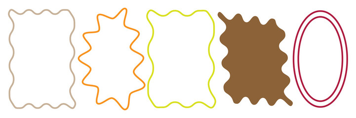 Stamp or letter mark inspired frames for greeting cards, wedding and birthday party, picnic invitations in marine sea coastal style.