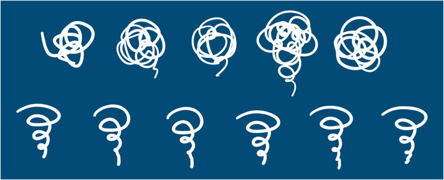 モヤモヤした感情のアイコンのベクターイラスト。線画、ぐるぐる、困る