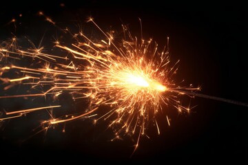 Single spark bursting into clean firework lines on dark background.