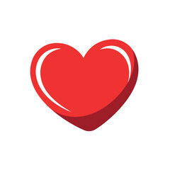 A beautiful shiny red heart love symbol icon.