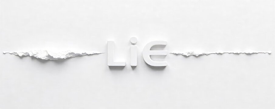 A single white lie, subtly represented by a minimalist design on a pure white background Perfect for concepts of deception, dishonesty, or hidden truths , misrepresentation, purity