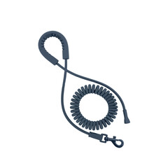 Black coiled spiral dog leash with a padded handle and metal clasp.