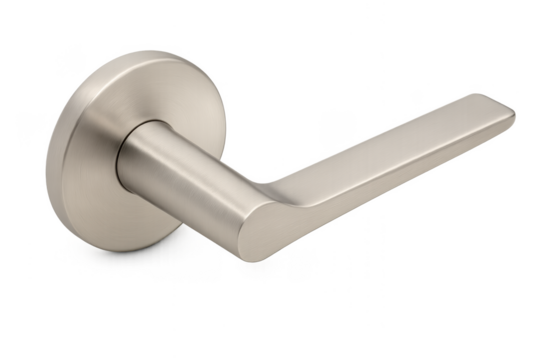 Metal door lever handle on transparent background - Powered by Adobe