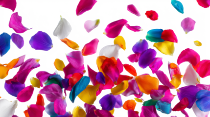 Vibrant Multi-Colored Flower Petals Bursting Upwards on a Clean Background