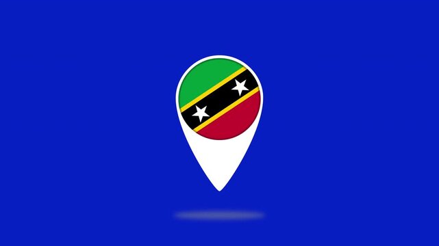 Saint kitts and nevis flag marker bouncing on blue background