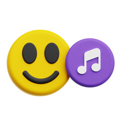 Music Happy Emoji 3D Icon Isolated On The Transparent Background