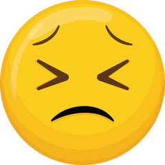 Yellow Emoji With Closed Eyes And Sad Mouth Expression On Transparent Background Expressing Disappointment And Sadness