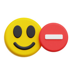 Remove Happy Emoji 3D Icon Isolated On The Transparent Background
