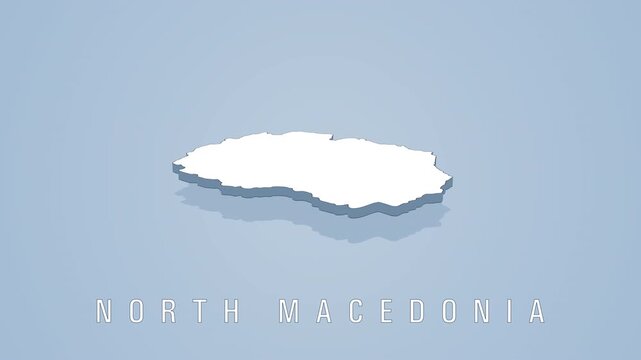 North macedonia map rotating on light blue background