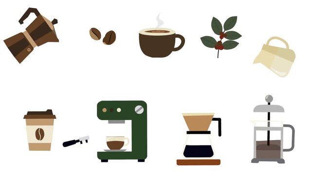 2D Animated Coffee Brewing Tools for Caf&eacute; Branding