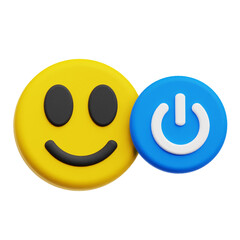 Turn On Happy Emoji 3D Icon Isolated On The Transparent Background