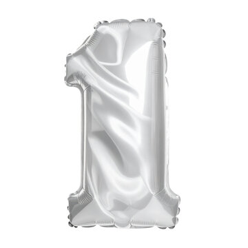 number 1 smooth satin balloon texture on white