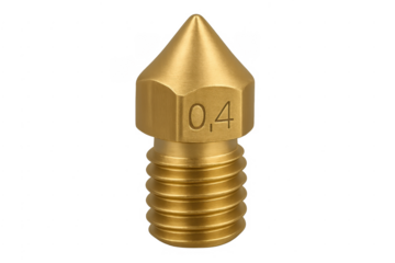 Brass 3d printer nozzle extruder on transparent background