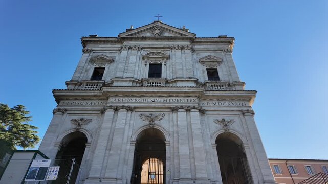 The facade of San Gregorio al Celio in Rome, Italy