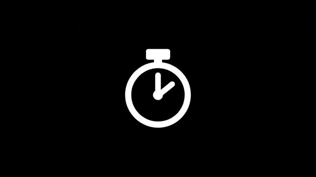 Stopwatch appearing and disappearing with glitch effect on black background