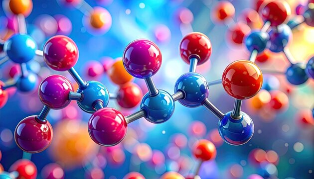 Vibrant molecular structure with connected