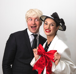 man and woman with gift box. Couple in love. Sensual. Life. Dream. Relax. Lifestyle. Photo. Couple