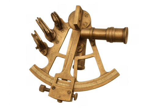 Antique brass sextant navigating unknown nautical waters