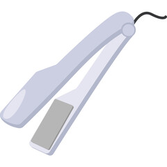 White Hair Straightener Tool with Black Cord on a Transparent Background
