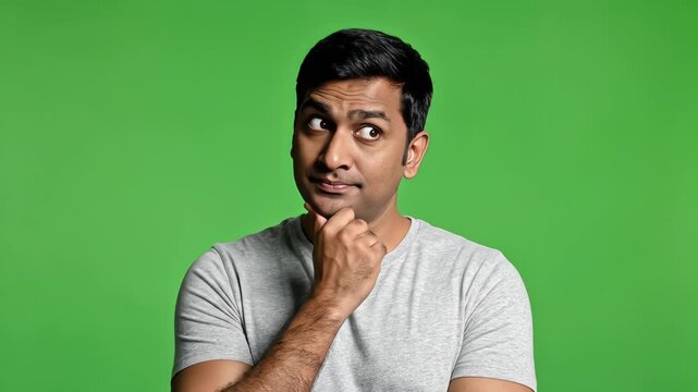 Man Reaction Expressions on Green Screen &ndash; Happy Shock Thinking Wow