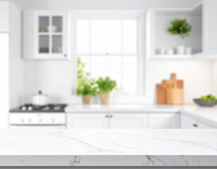 Refined counter focus in pale kitchen scene white
