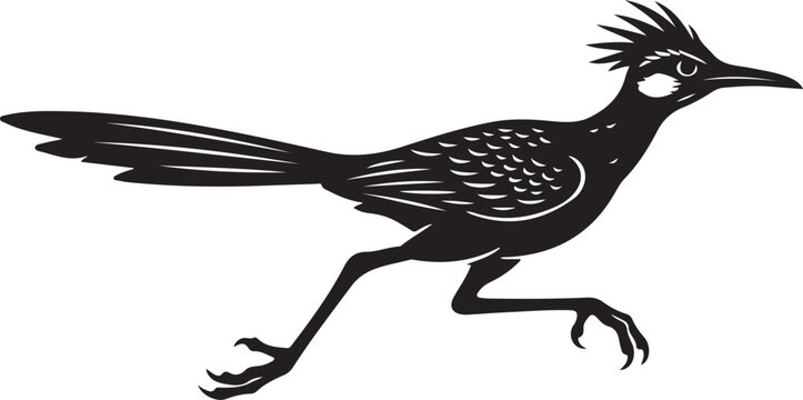 Stylized Roadrunner Bird Silhouette Vector Illustration Fast Running Desert Cuckoo Icon or Symbol