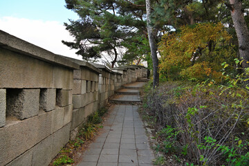 A long-established footpath along a wall